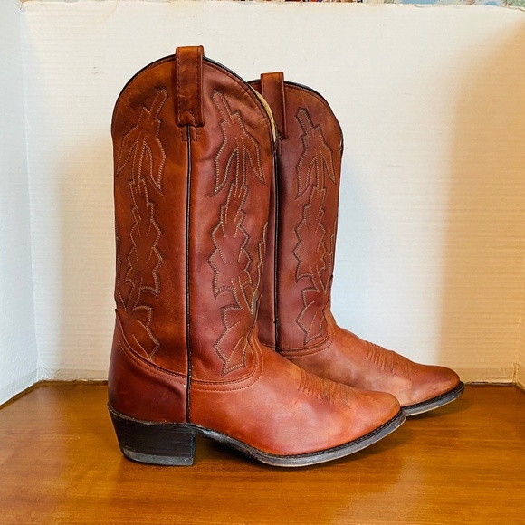 Vintage Dan Post Marlboro Mens Leather USA Hand Made Western Boots, 9D. - Picture 8 of 9